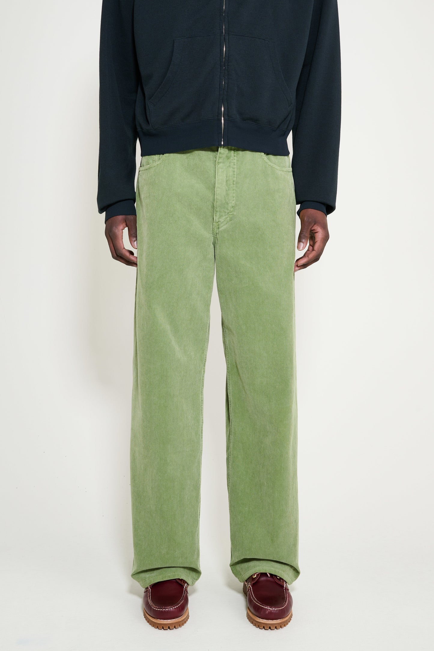 Auralee Garment Dyed Finx Corduroy 5P Wide Pants Dusty Green