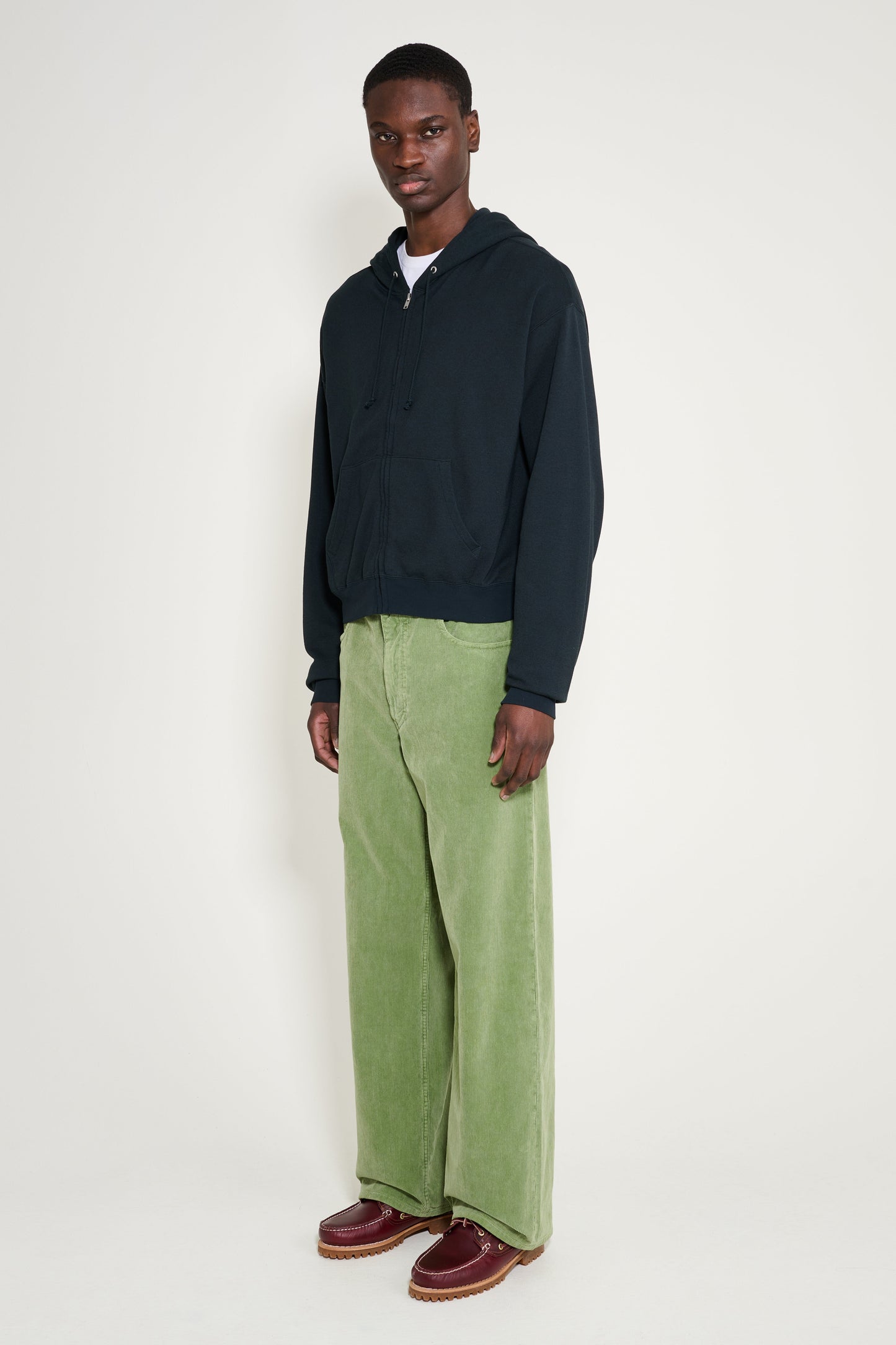 Auralee Garment Dyed Finx Corduroy 5P Wide Pants Dusty Green