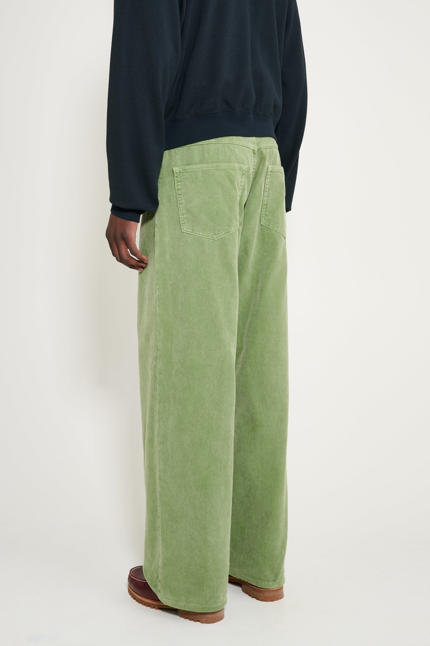 Auralee Garment Dyed Finx Corduroy 5P Wide Pants Dusty Green