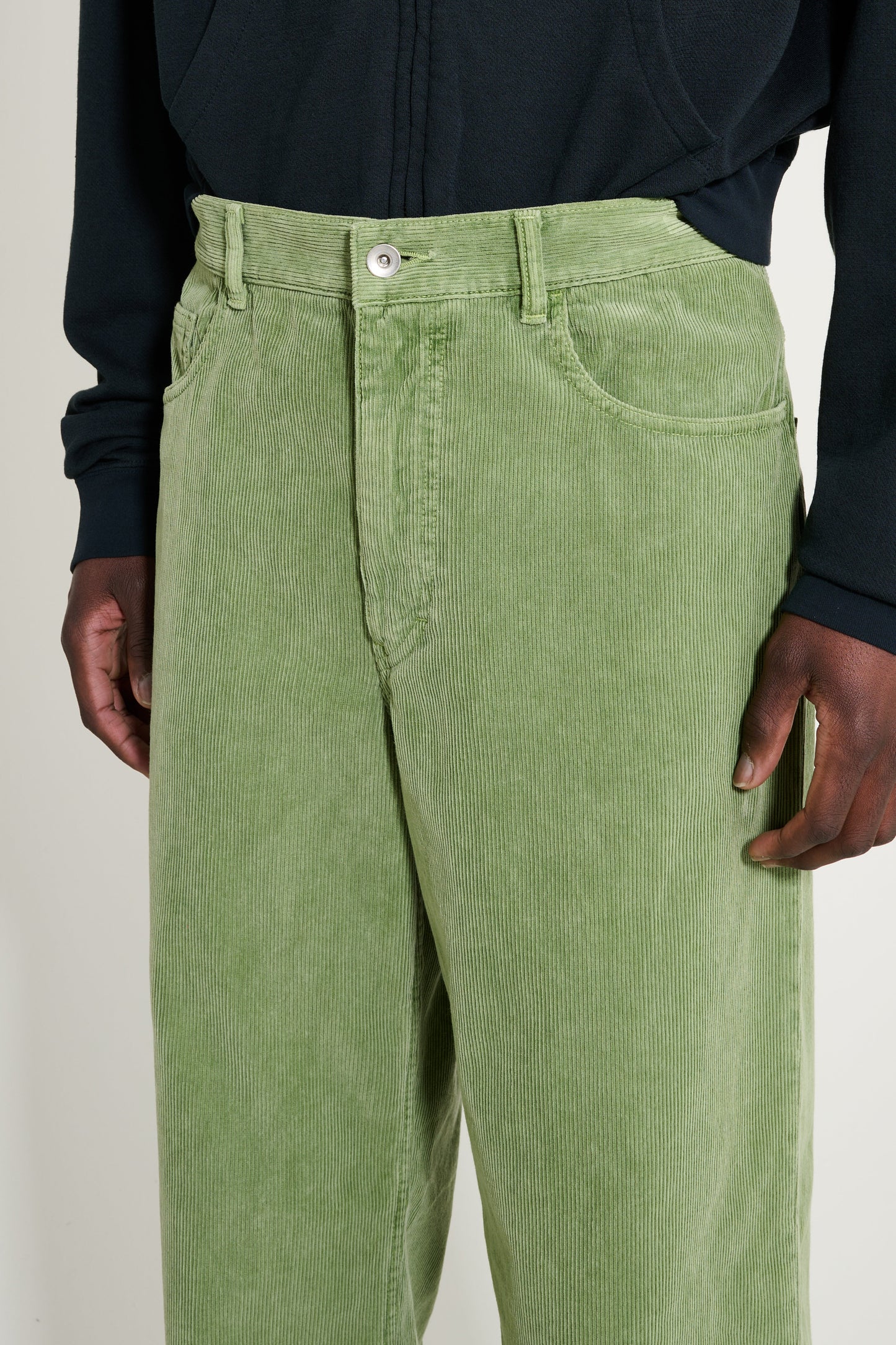 Auralee Garment Dyed Finx Corduroy 5P Wide Pants Dusty Green