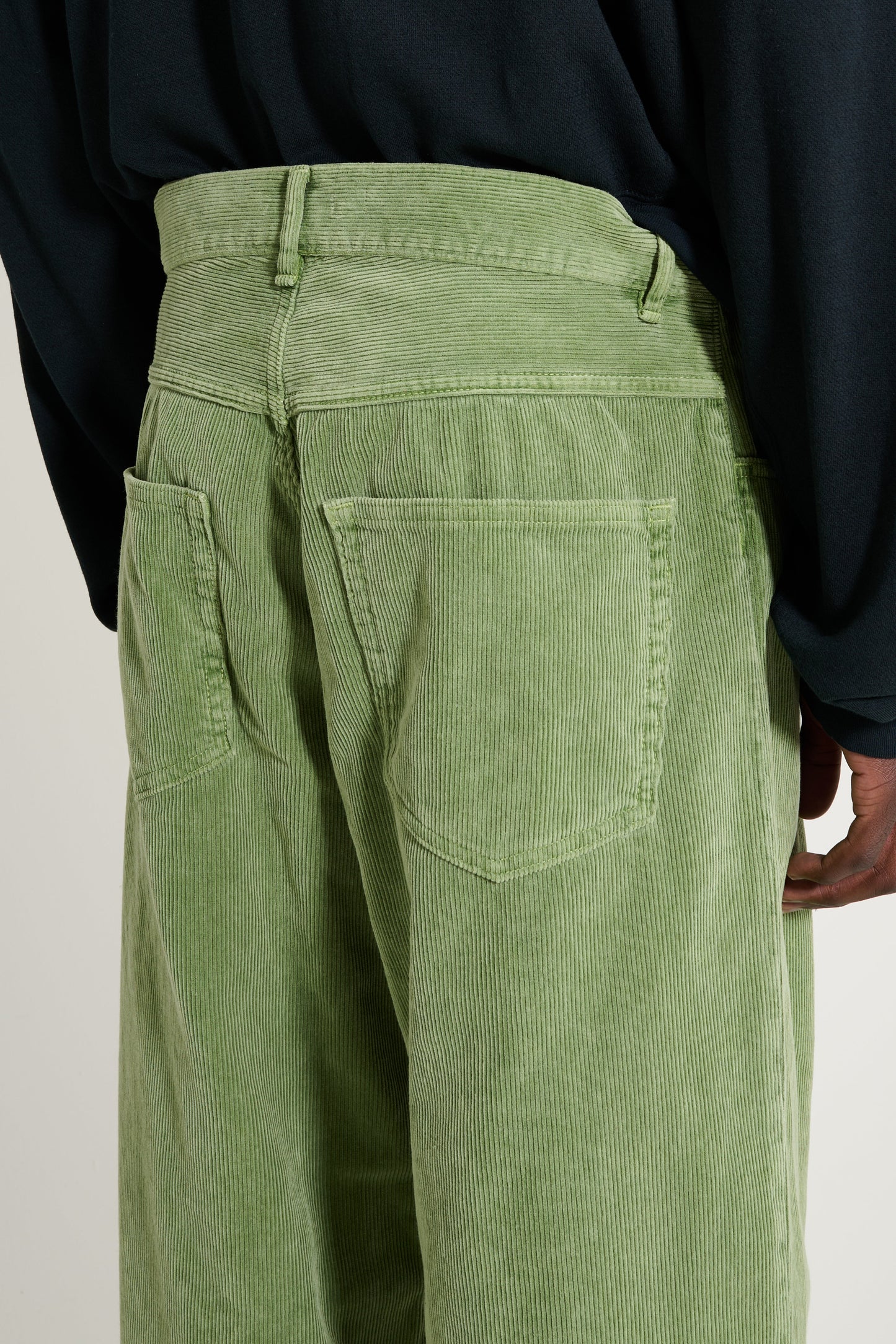 Auralee Garment Dyed Finx Corduroy 5P Wide Pants Dusty Green