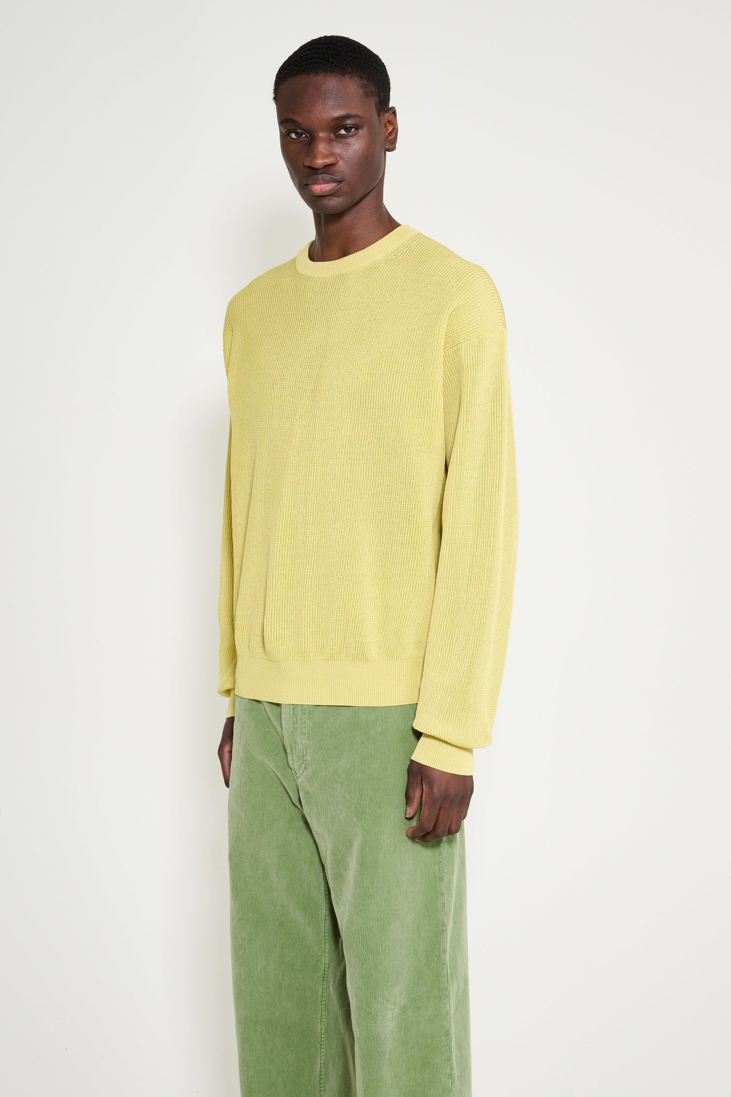 Auralee Flat Yarn Rib Knit P/O Dusty Yellow