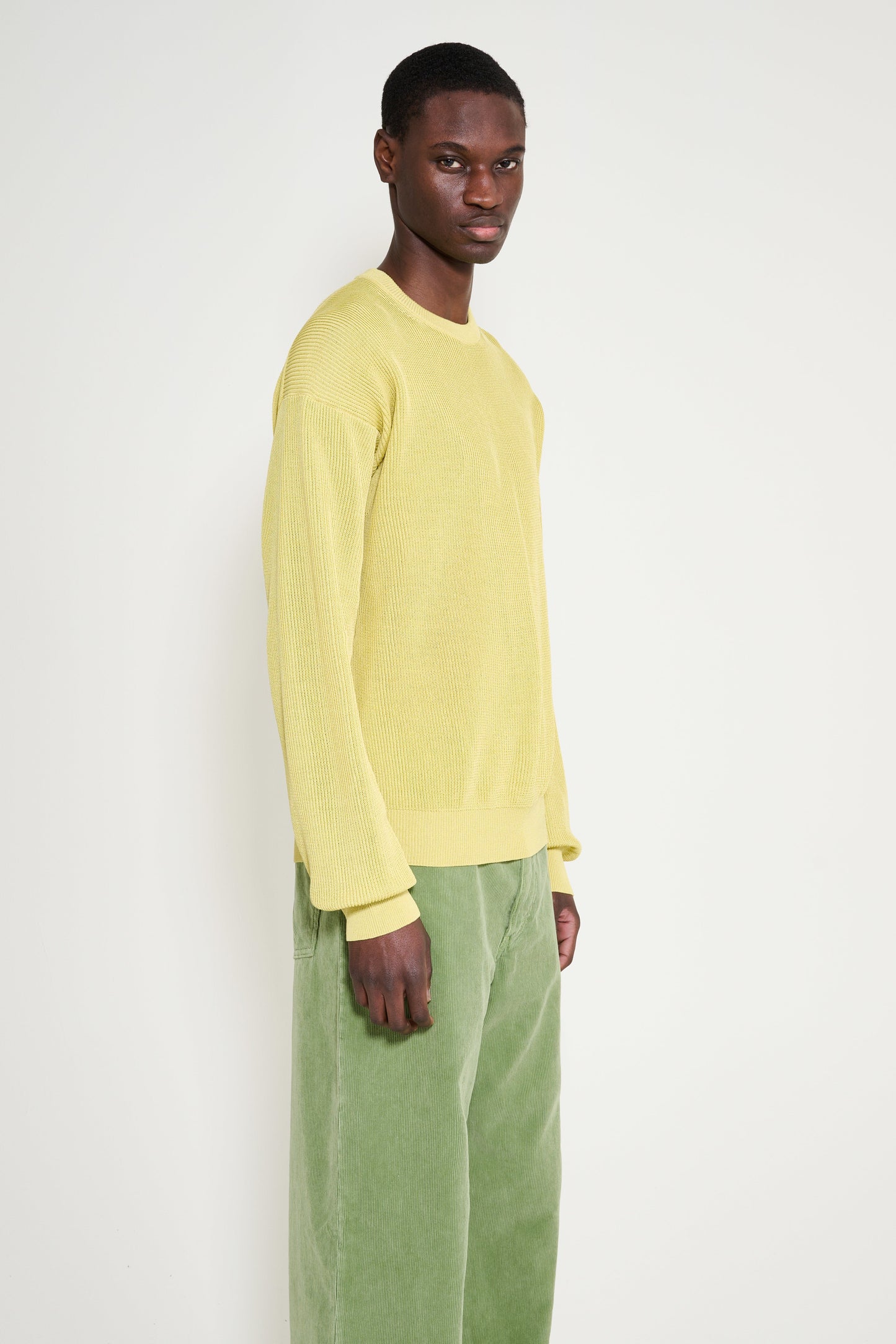 Auralee Flat Yarn Rib Knit P/O Dusty Yellow