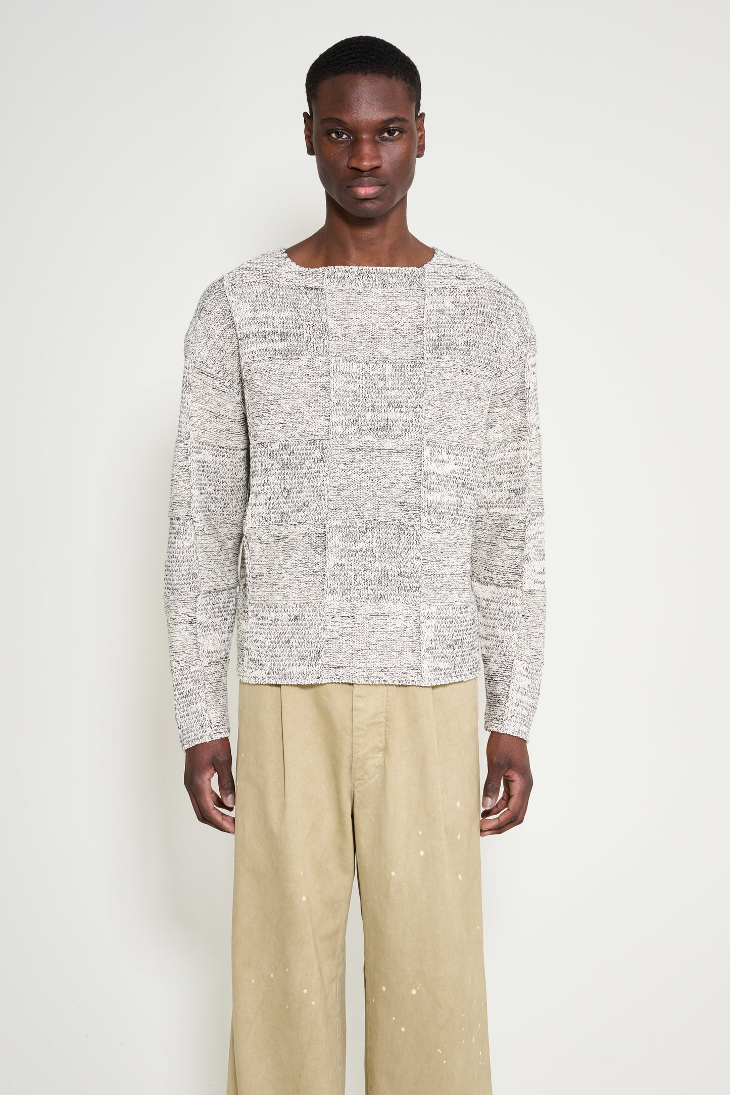 Auralee Structured Cotton Linen Boat Neck P/O Off White / Black