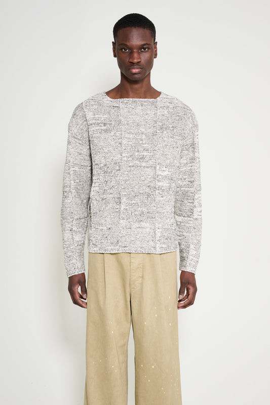 Auralee Structured Cotton Linen Boat Neck P/O Off White / Black