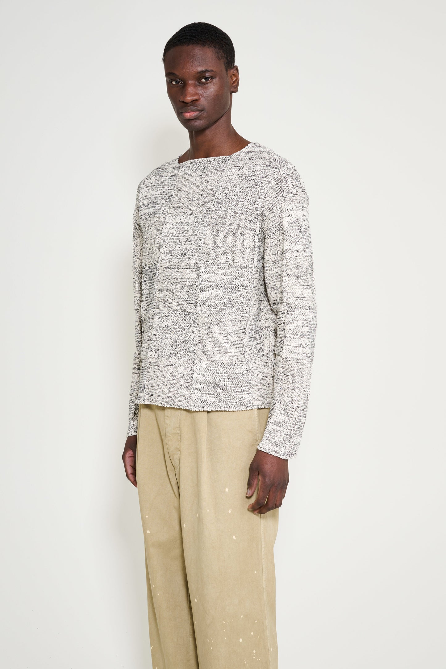 Auralee Structured Cotton Linen Boat Neck P/O Off White / Black
