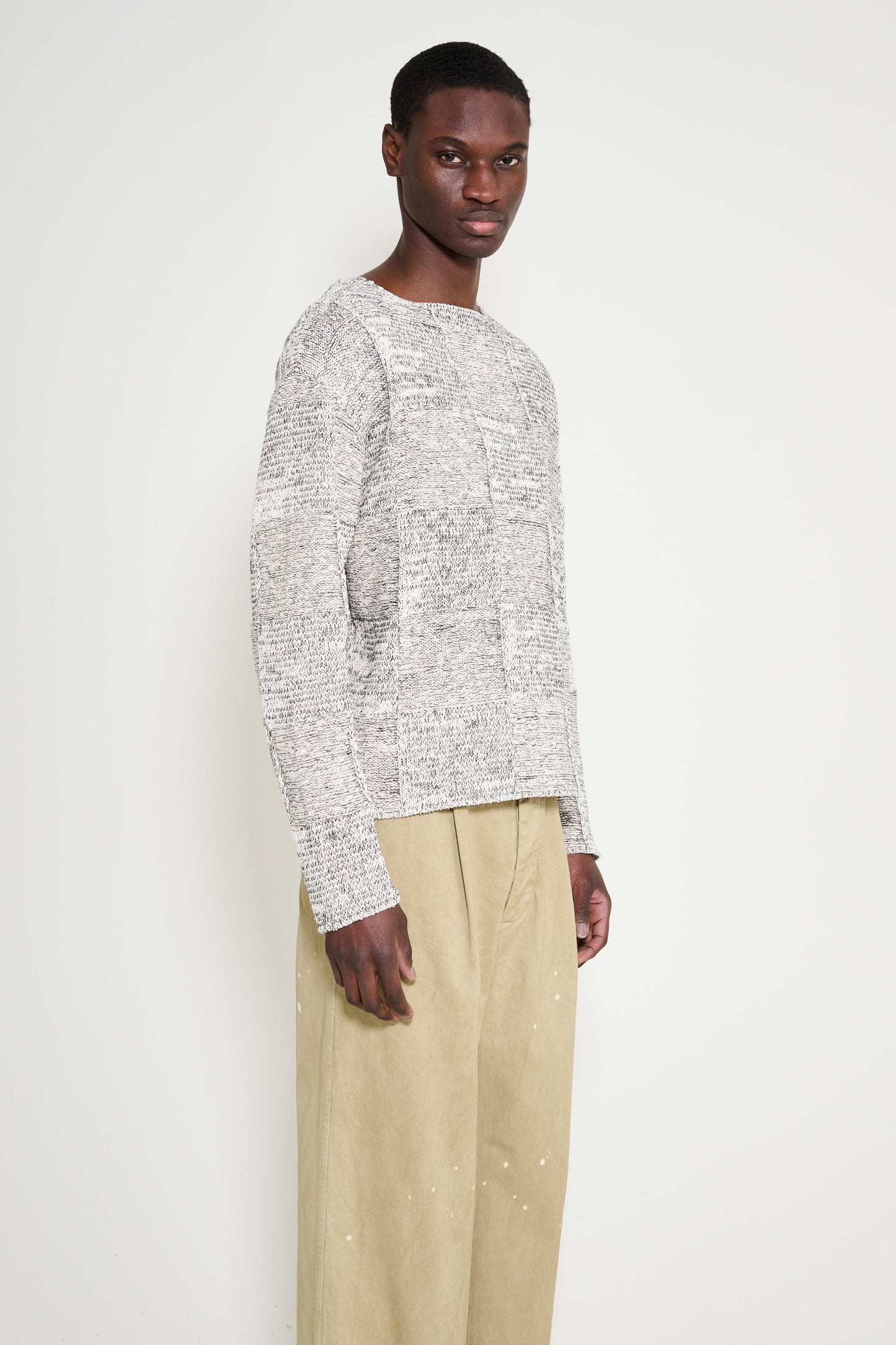 Auralee Structured Cotton Linen Boat Neck P/O Off White / Black