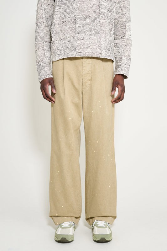 Auralee Garment Dyed Finx Light Chino One-Tuck Wide Pants Beige