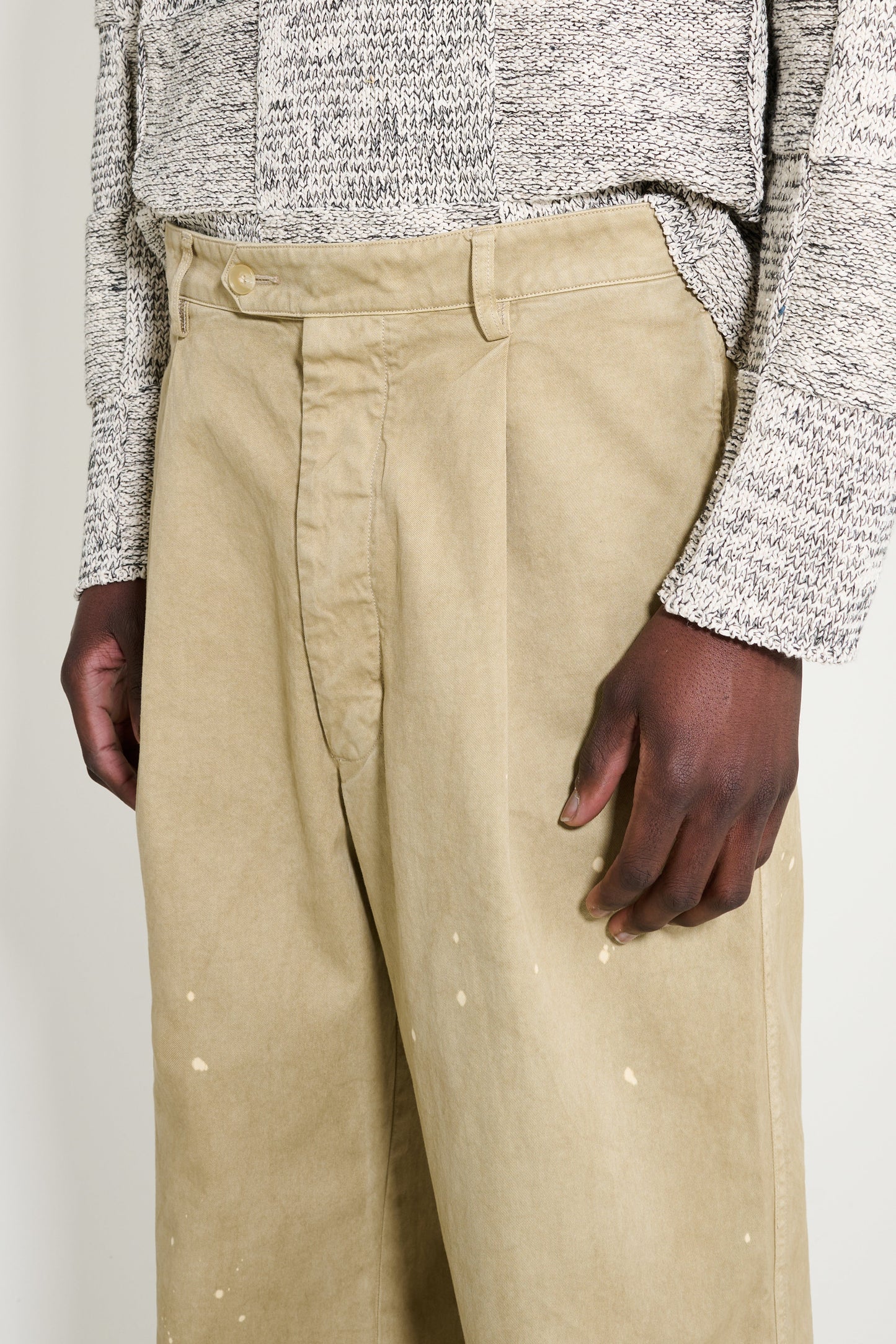 Auralee Garment Dyed Finx Light Chino One-Tuck Wide Pants Beige