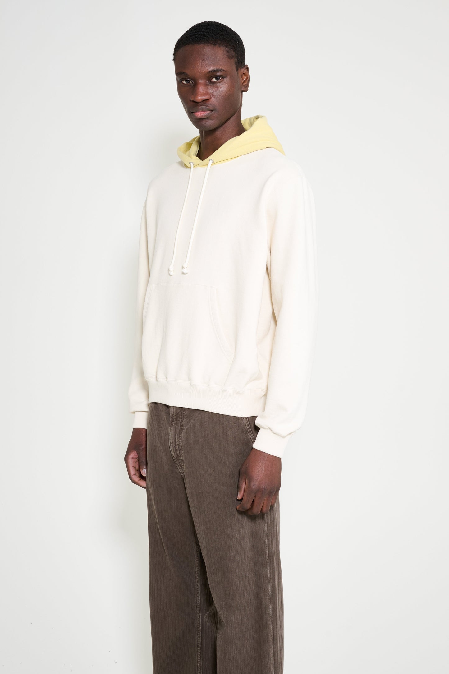 Auralee Smooth Soft BD Sweat P/O Parka Smoky White / Light Yellow
