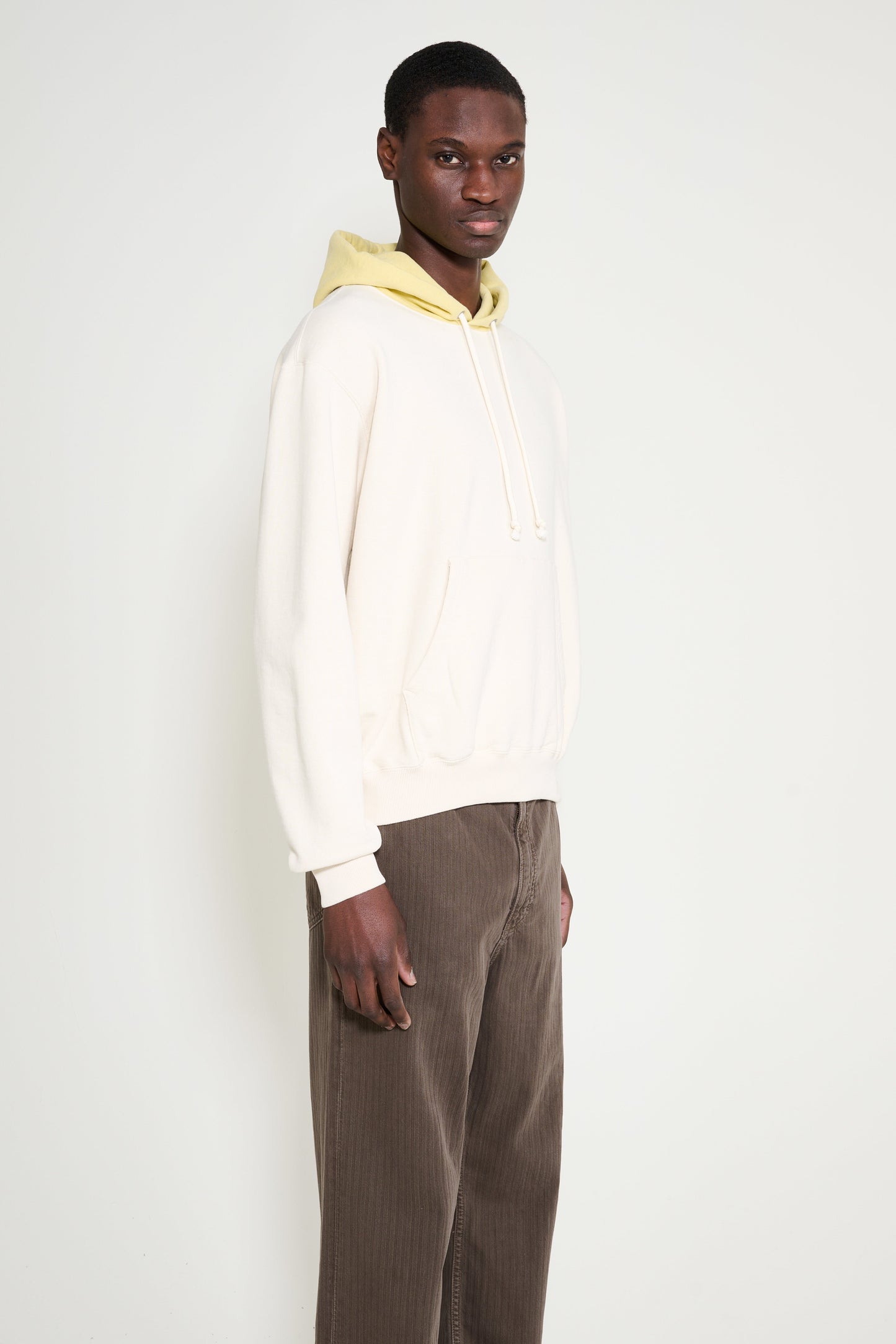 Auralee Smooth Soft BD Sweat P/O Parka Smoky White / Light Yellow