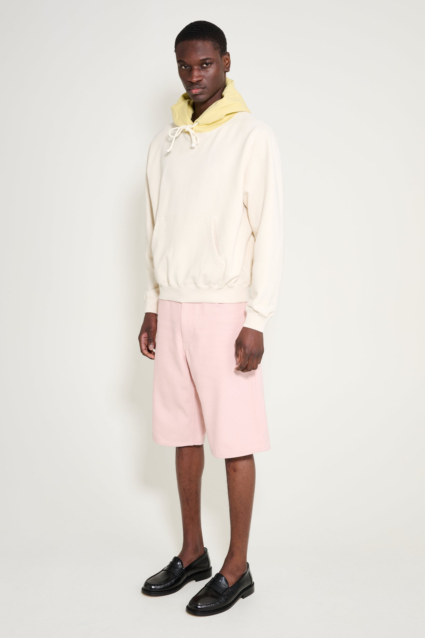 Auralee Silk Nep Denim 5P Wide Shorts Dusty Pink