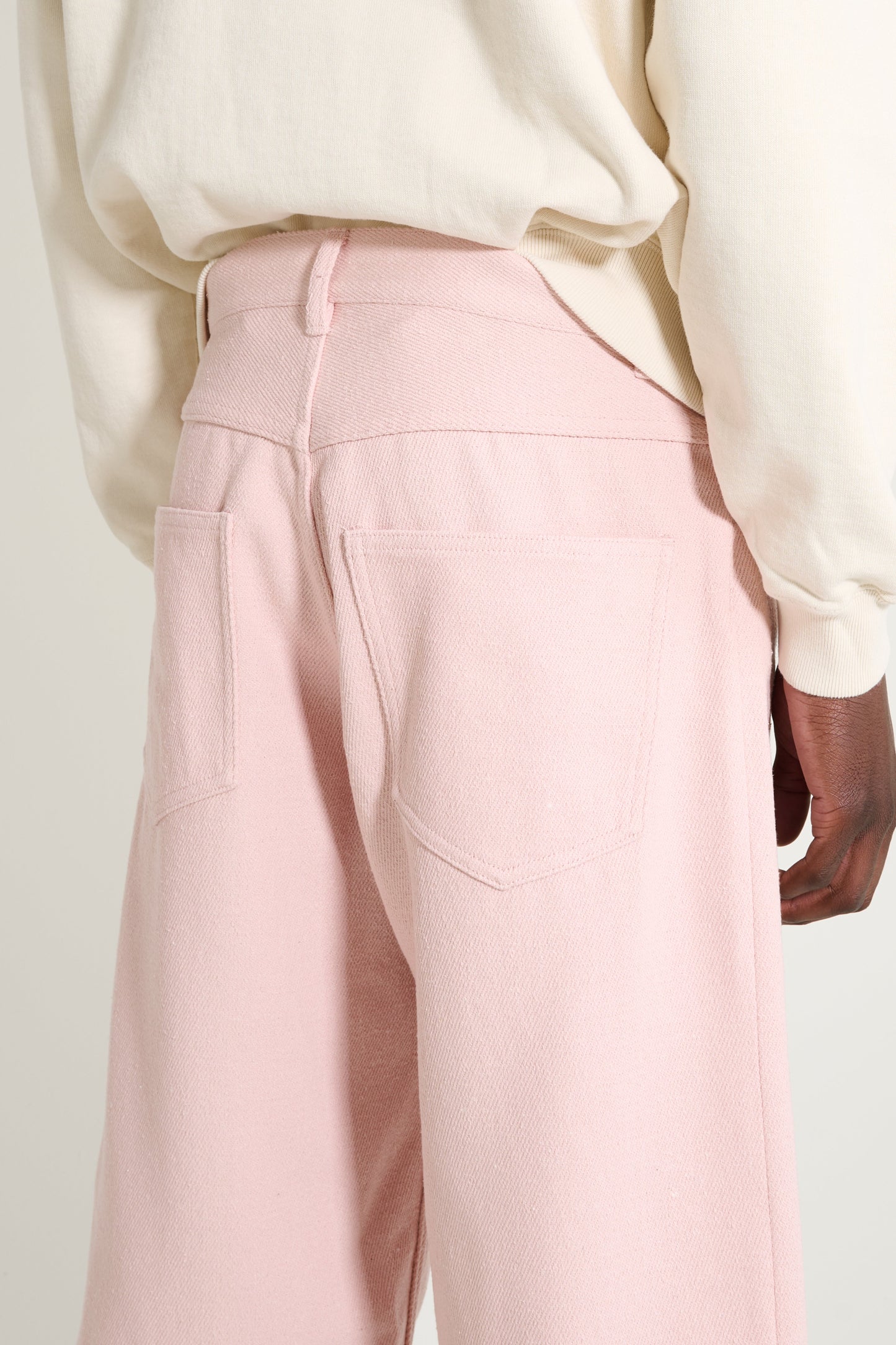 Auralee Silk Nep Denim 5P Wide Shorts Dusty Pink