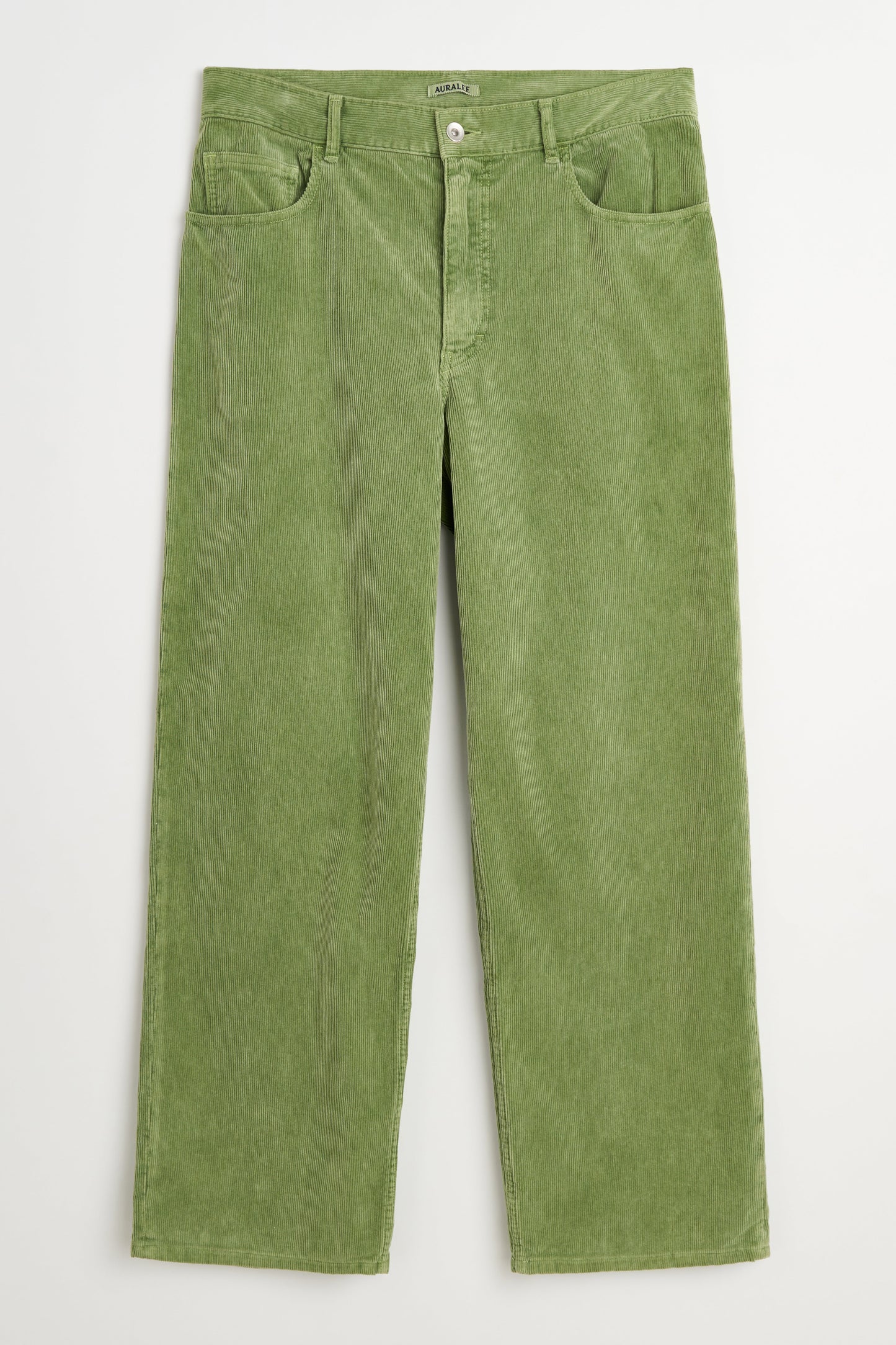 Auralee Garment Dyed Finx Corduroy 5P Wide Pants Dusty Green