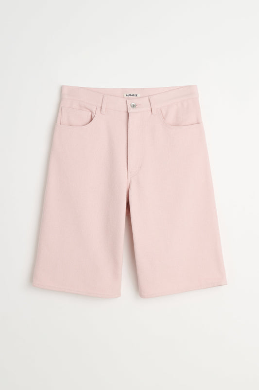 Auralee Silk Nep Denim 5P Wide Shorts Dusty Pink
