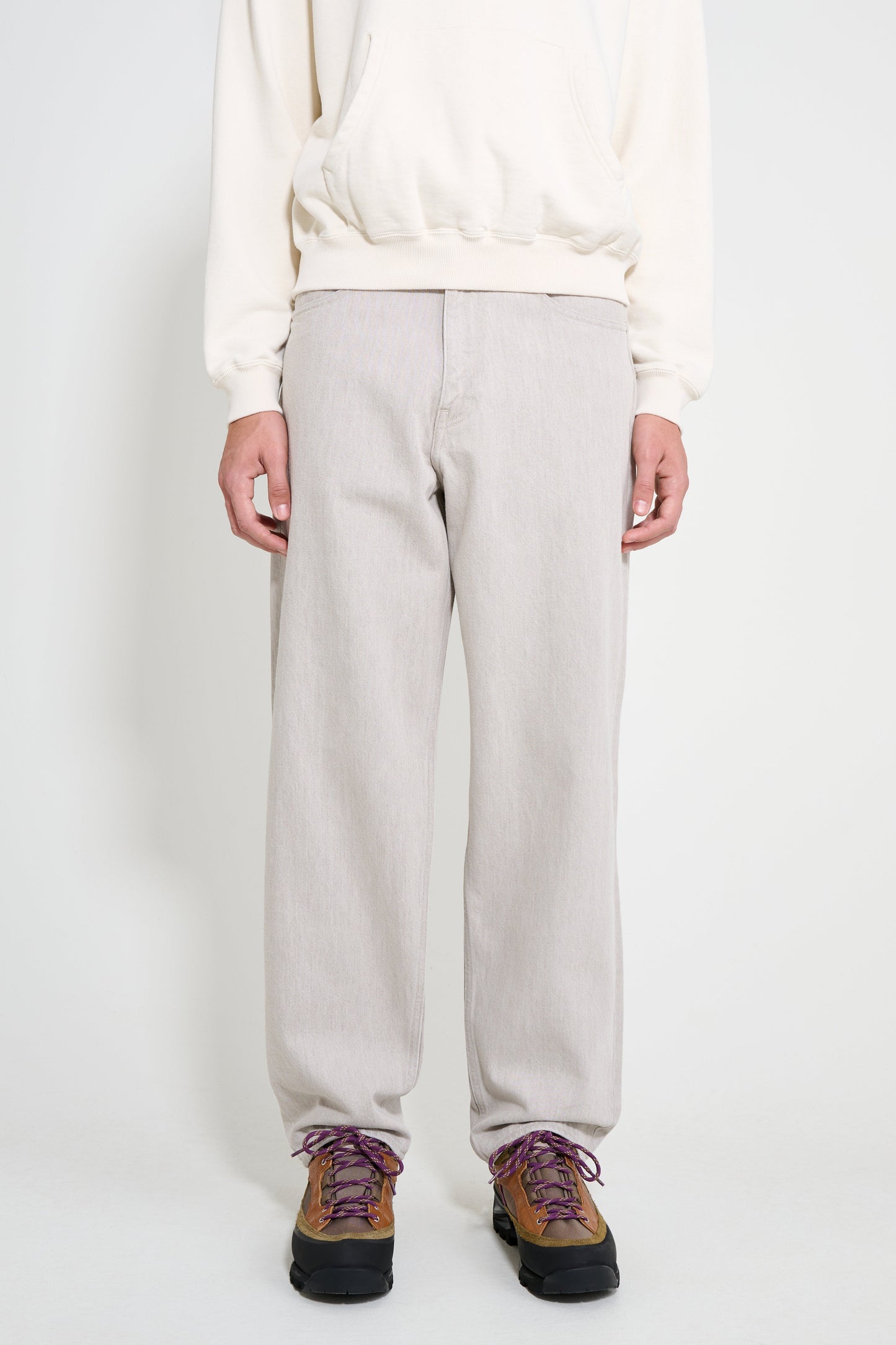 Auralee Faded Hard Twist Denim Wide Pants Brown / Light Grey