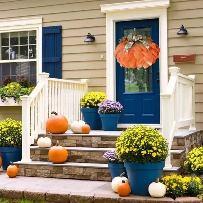 Christmas Pumpkin Wreath Harvest Door Decor