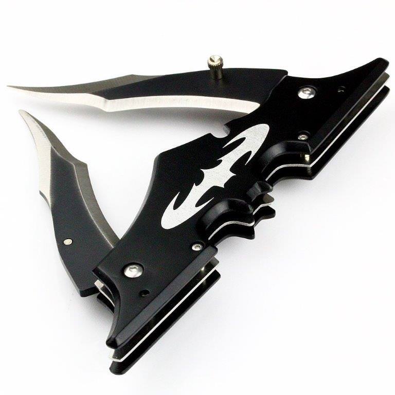 Mini Black Bat Spring Assisted Double Blade Black Knife - TOPHATTER'S ARMORY DEALS