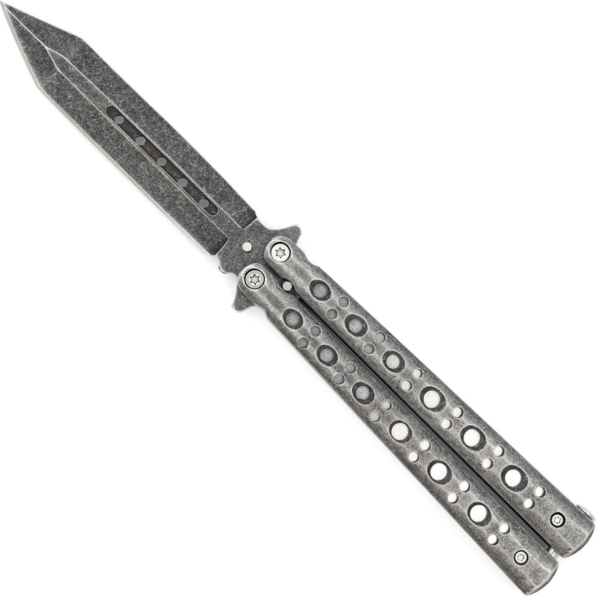 Steel Coal Strike Butterfly Knife | Stonewash Blade - TOPHATTER'S ARMORY DEALS