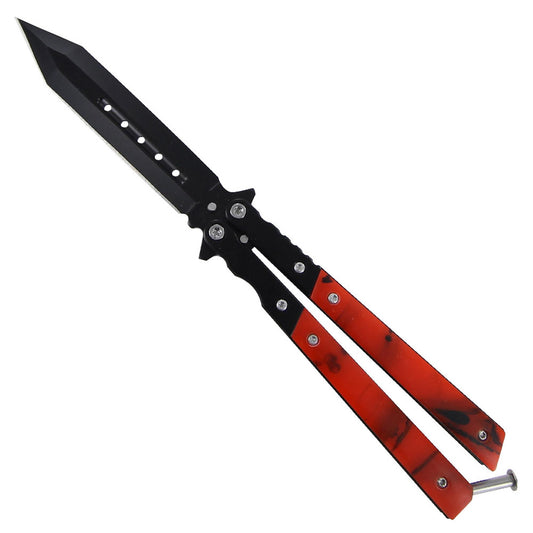 Solar Flare Flipping Butterfly Knife Spear Point Blade