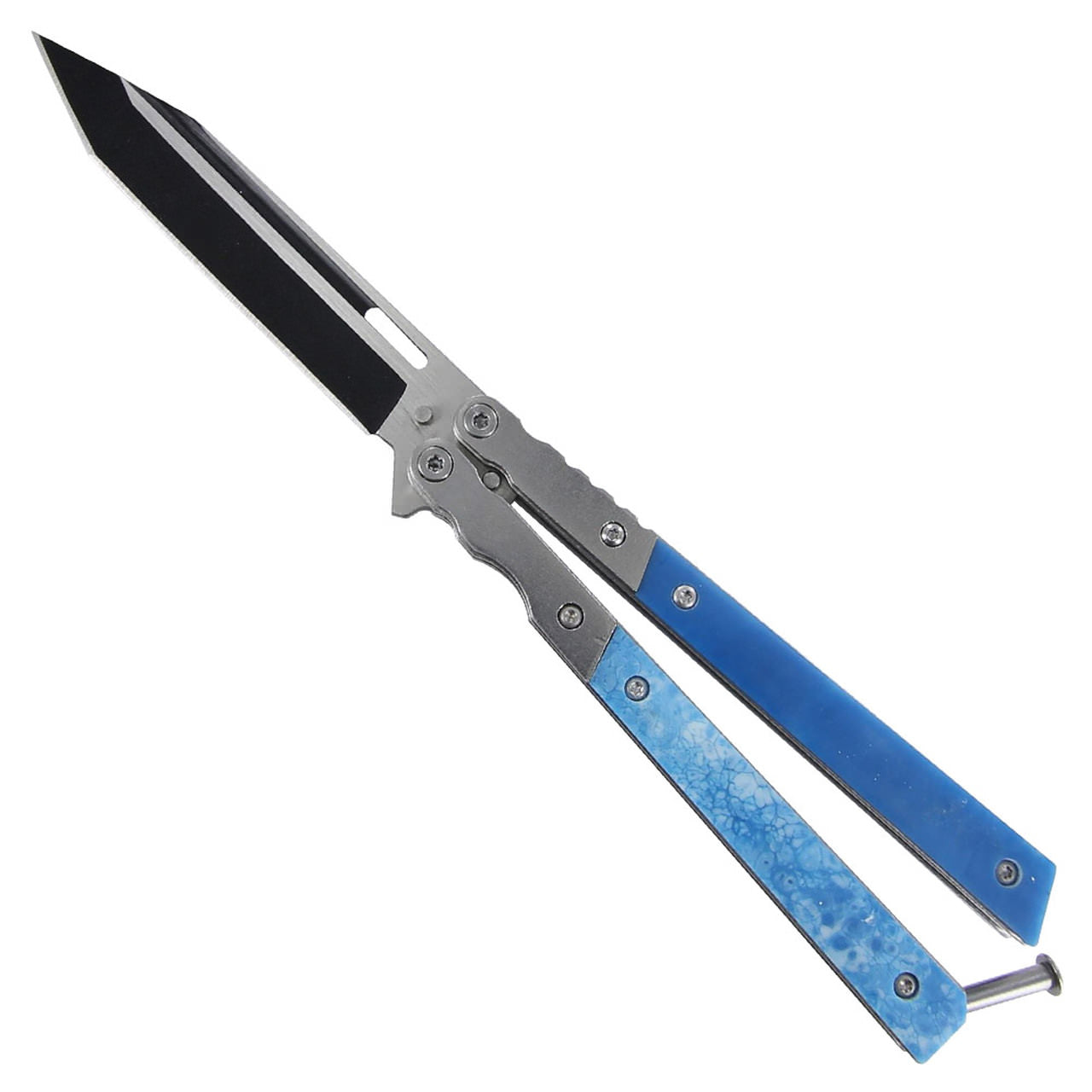 4" Tanto Two Toned Finish Blade Frozen Butterfly Knife