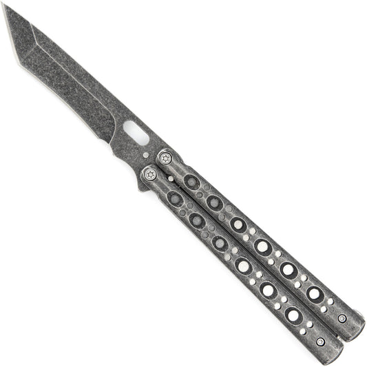 Tanto Blade Balisong Butterfly Knife | Stonewash Blade
