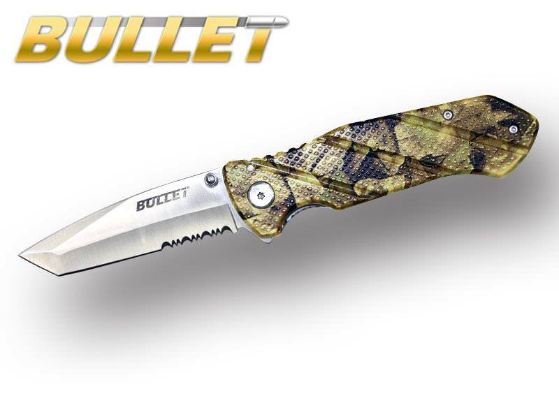 4.5" Closed Spring Assist Knife Partially Serrated Blade - Camo