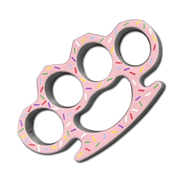 Heavy Duty Paper Weight Pink Sprinkles Knuckle Duster Solid Metal - TOPHATTER'S ARMORY DEALS