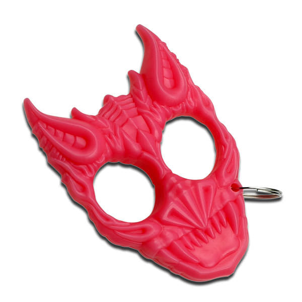 Pink Hard Plastic Demonic Knuckle Defense Keyring