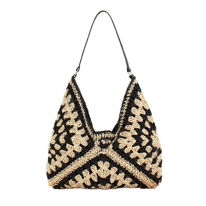 Dahlia Woven Straw Shoulder Bag