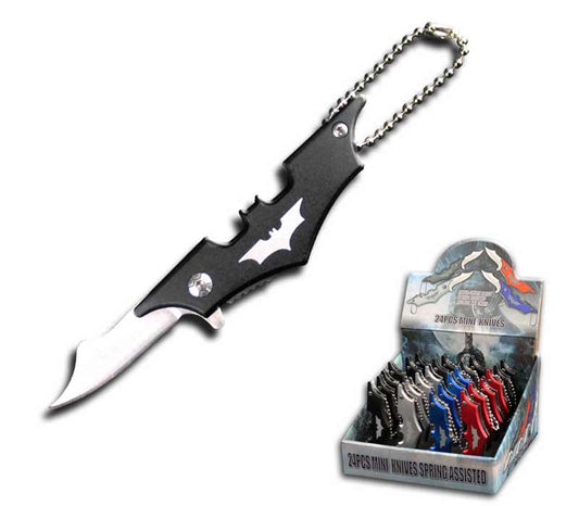 3" Closed 24 Pcs Mini Midnight Assisted Opening Knife Set in Display Box