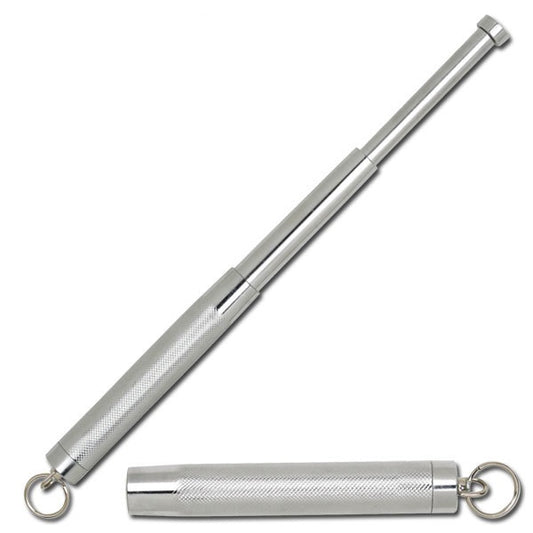 12" Expandable Silver Keychain Self Defense Pocket Mini Buster Police Baton