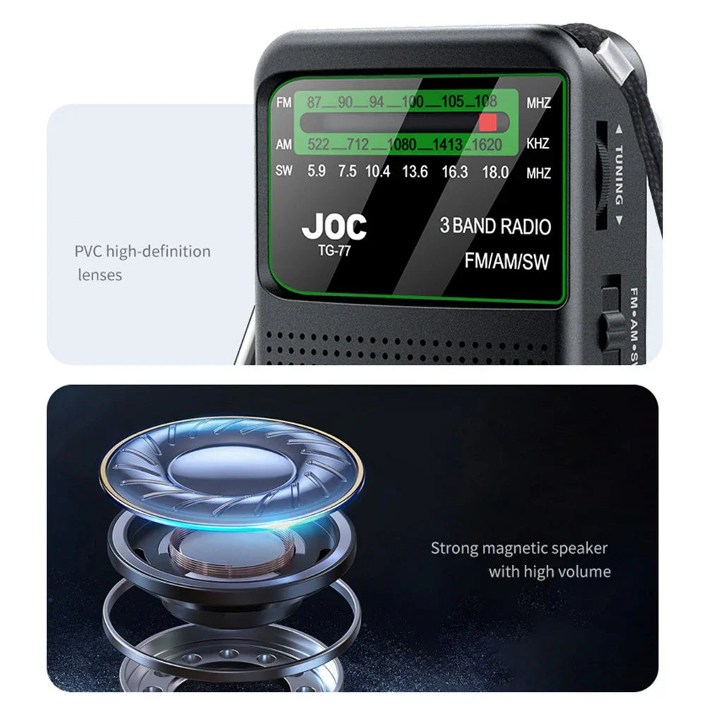 Battery-Operated Pocket Radio with AM/FM/SW Full Band Reception