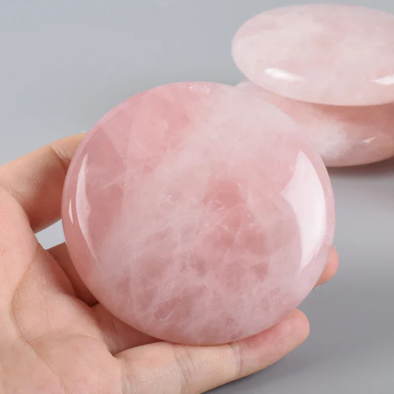 2pcs Large Rose Quartz Massage Stones 60mm Pink