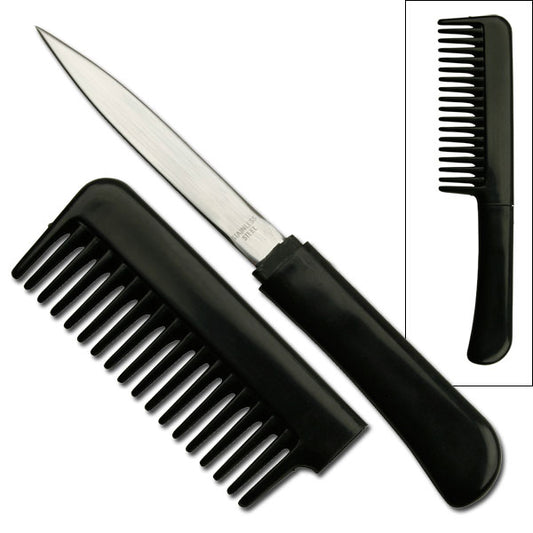 Self Defense Brush Comb With Hidden Knife - Black