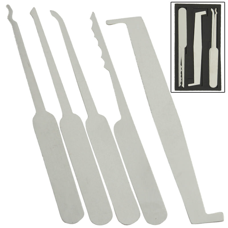Black Card Wallet 5 Piece Lockpick Tool Set Lock Picking Kit
