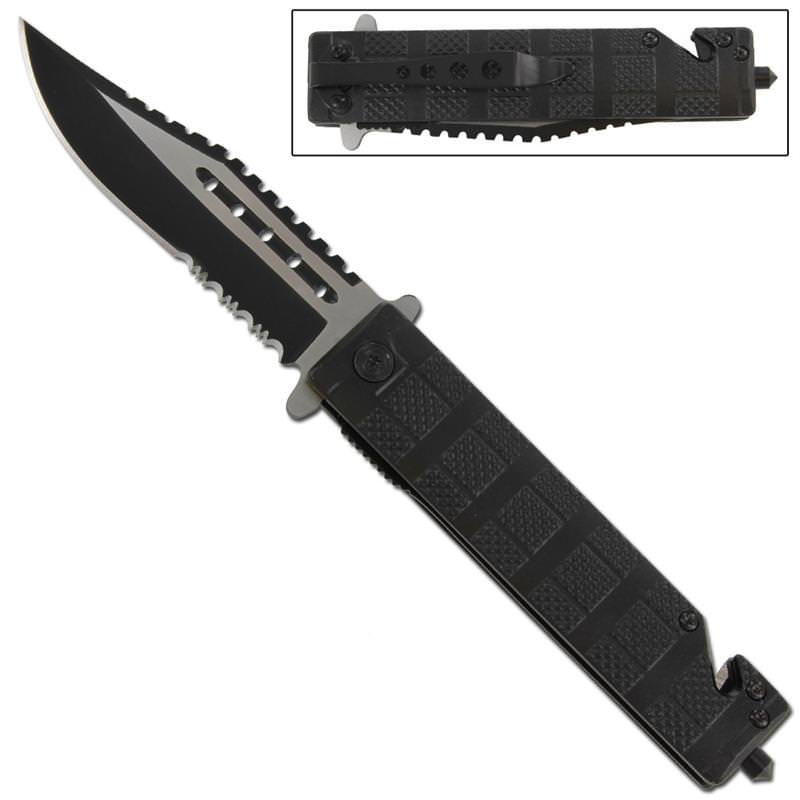 Black Drifter Rescue Spring Assist Knife - TOPHATTER'S ARMORY DEALS