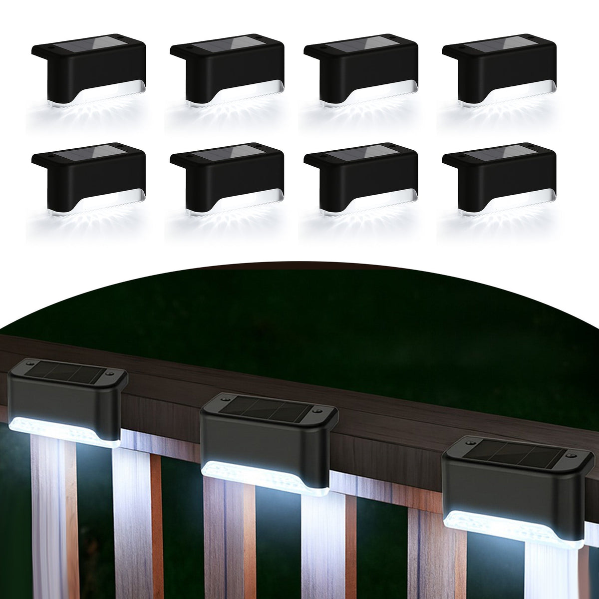 8-Pack Solar LED Deck & Step Lights