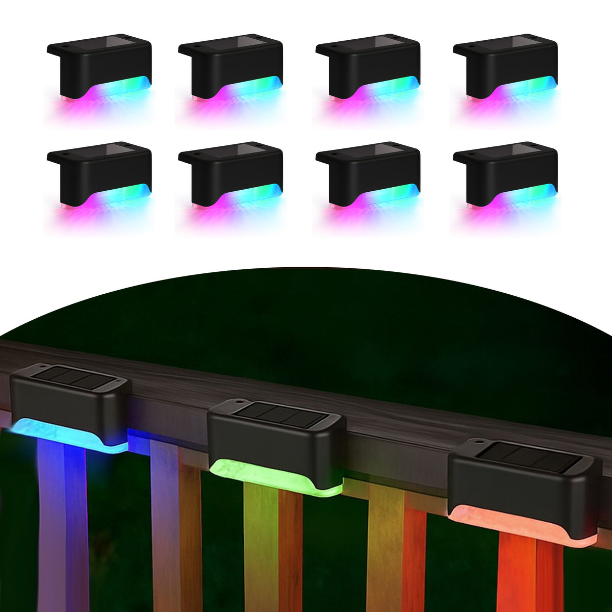 8-Pack Solar LED Deck & Step Lights