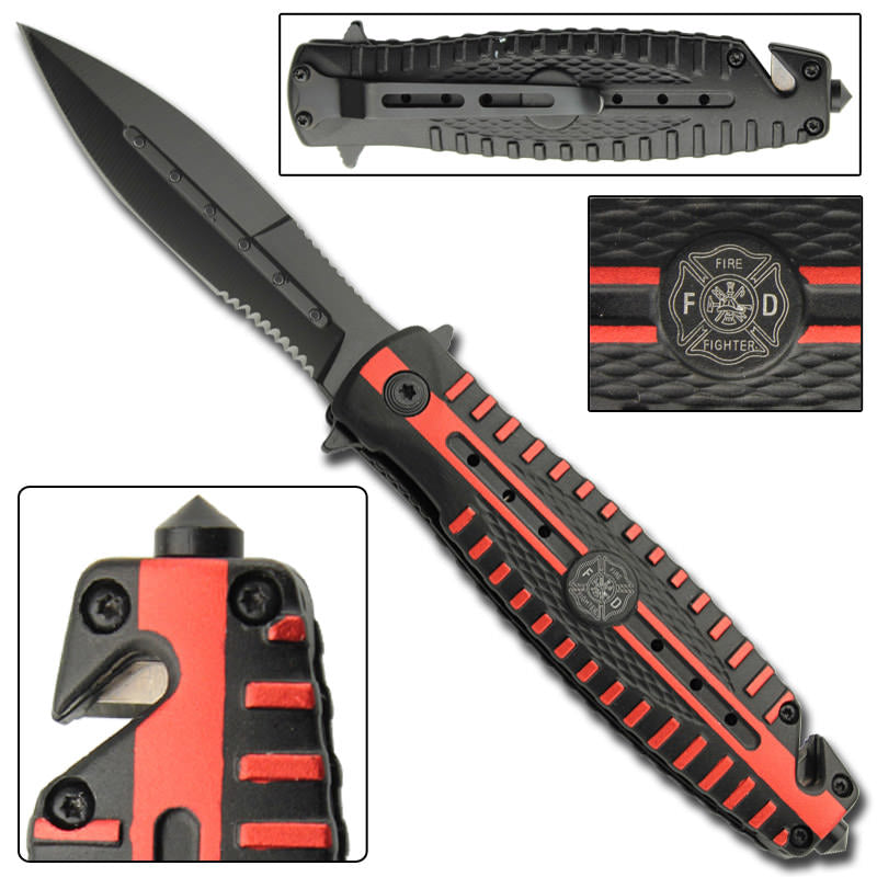 Brimstone Spring Assist Fire Fighter Tactical Rescue Knife - TOPHATTER'S ARMORY DEALS