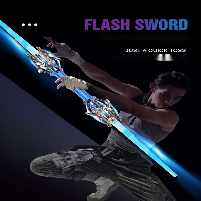 GS257-Double-head Rotatable Flash Lightsaber Telescopic Sword