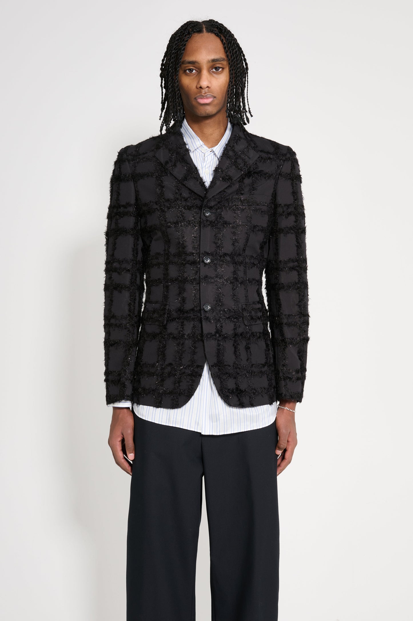 Comme des Garçons Homme Plus Fil-Coupé Effect Blazer Black