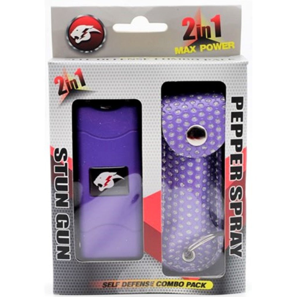 Mini Stun Gun and Pepper Spray Combo for Self Defense - Purple Bling - TOPHATTER'S ARMORY DEALS
