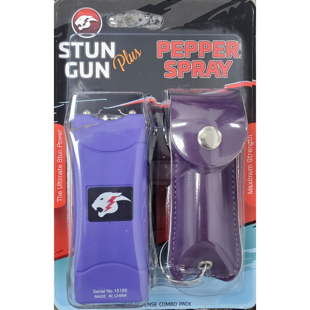 Mini Stun Gun and Pepper Spray Combo for Self Defense - Purple - TOPHATTER'S ARMORY DEALS