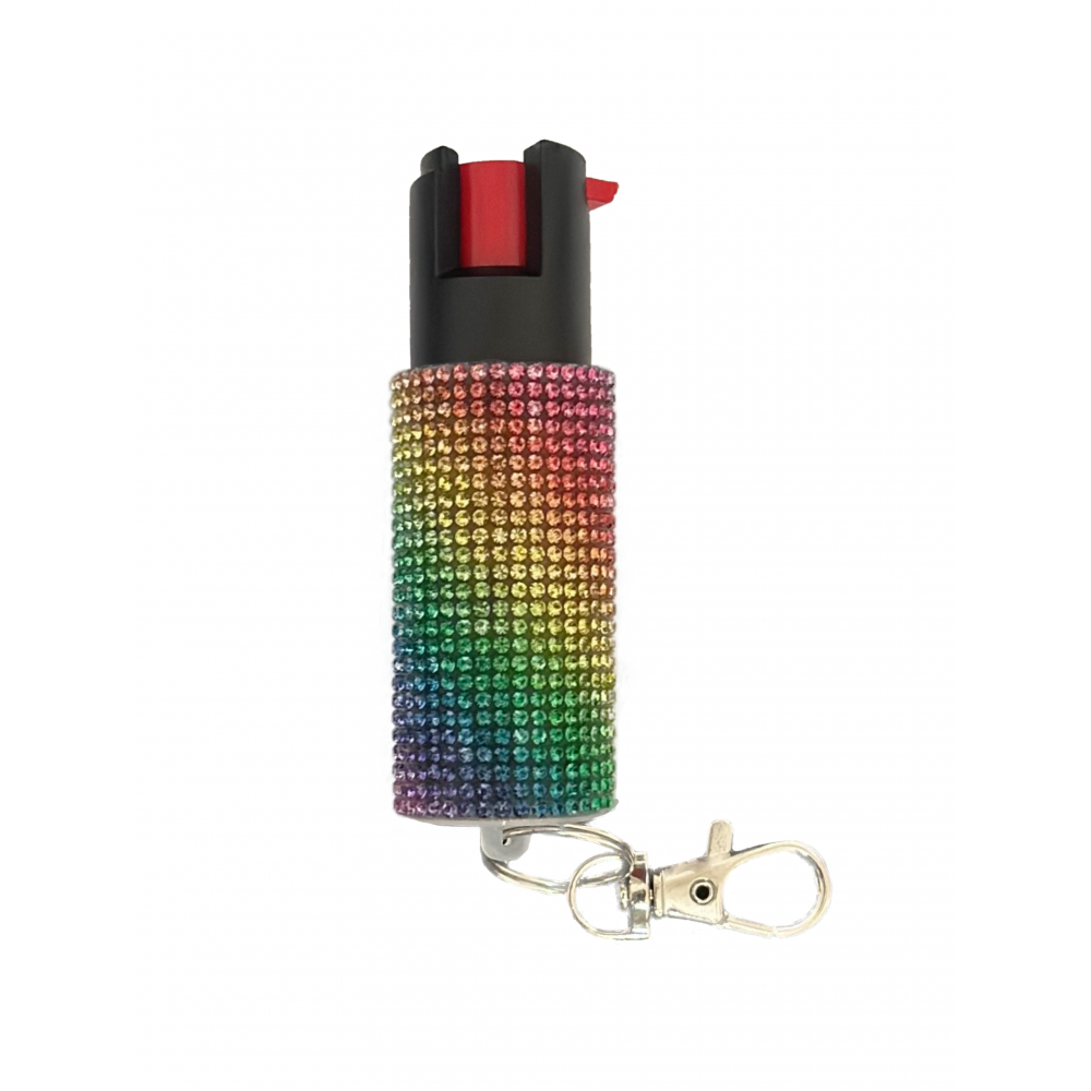 Multicolor Rhinestones Keychain Personal Defense Pepper Spray OC-18 1/2 oz