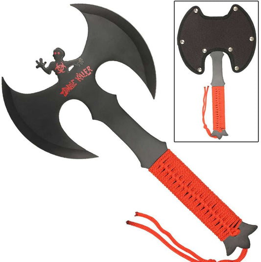 Zombie Killer Full Tang Double Headed Axe Red