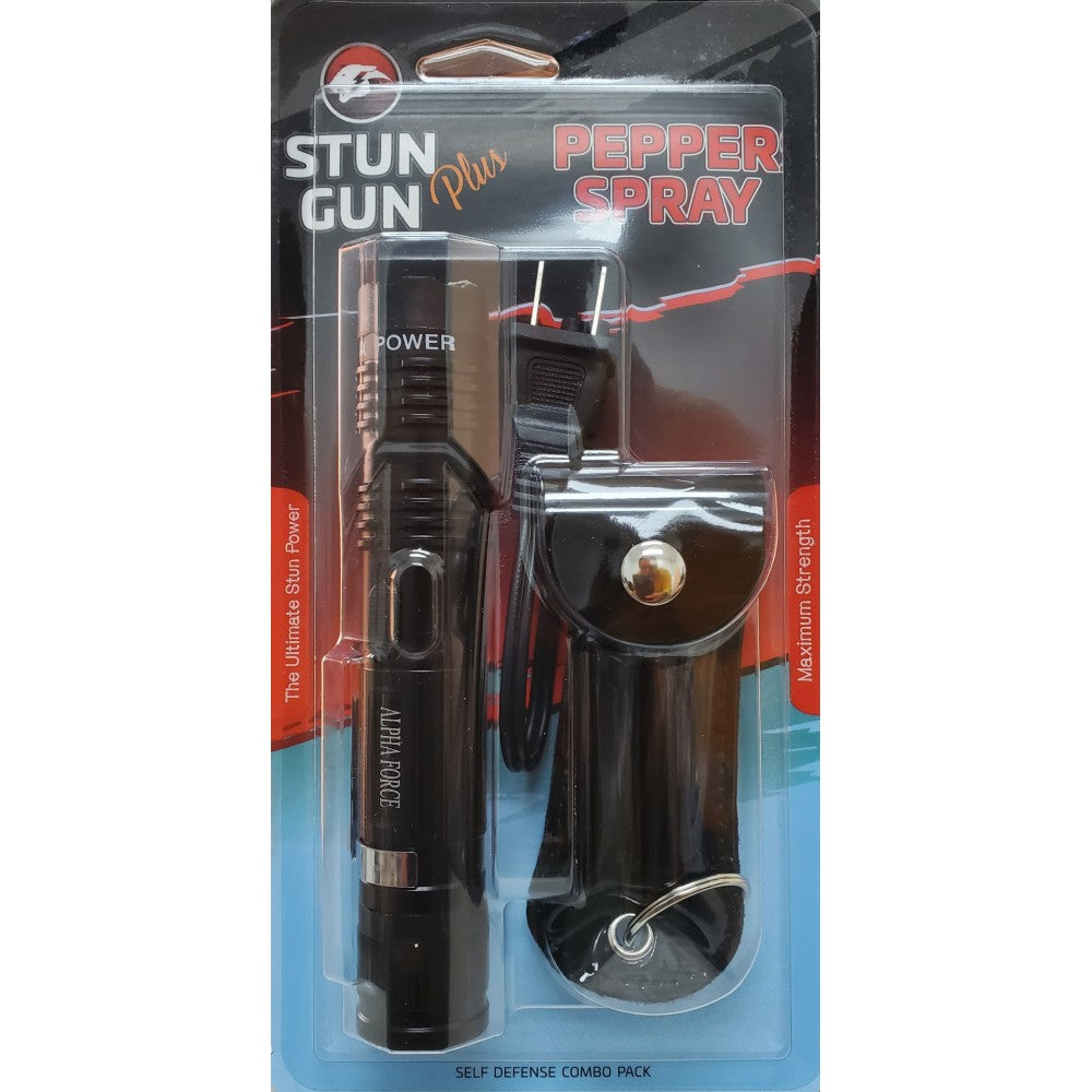 Black Flash Light Stun Gun and Pepper Spray Combo for Self Defense - TOPHATTER'S ARMORY DEALS