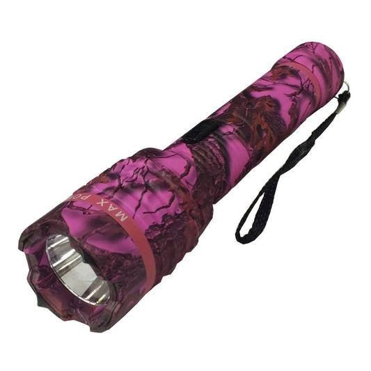 Delta Force Pink Camo Metal Stun Gun 10 Million Volt Rechargeable LED Flashlight
