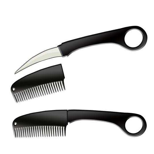 Black Karambit Hidden Blade Self Defense Brush Comb Knife
