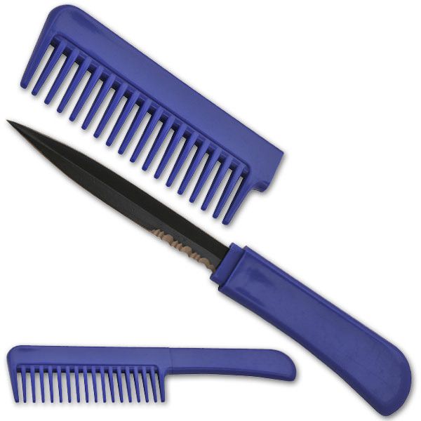 Blue Comb With Hidden Knife - Comb Knife